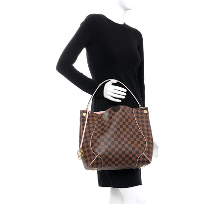 Louis Vuitton Damier Ebene Caissa Hobo Rose Ballerine 2 of 9
