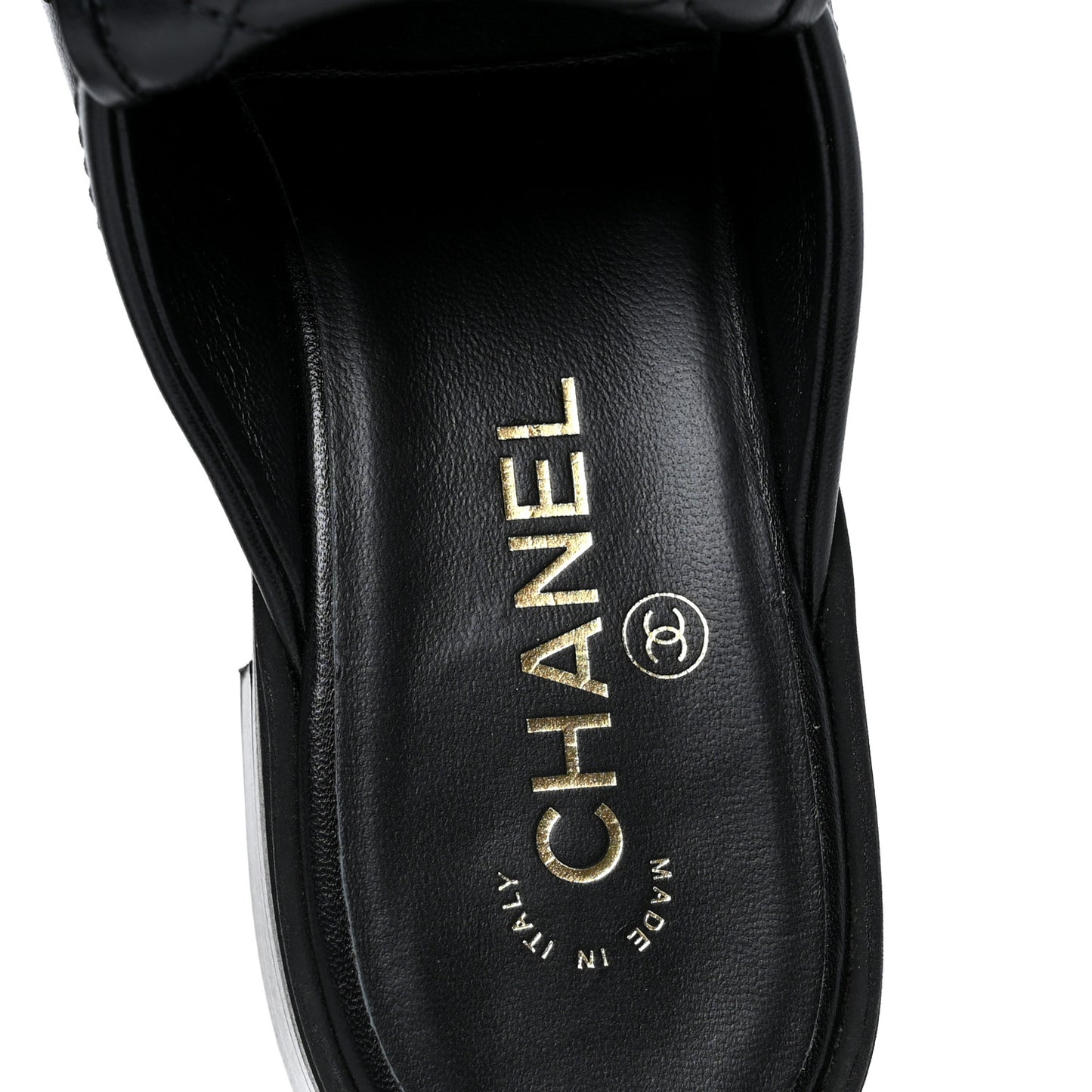 Lambskin Quilted CC Turnlock Mules 38.5 Black