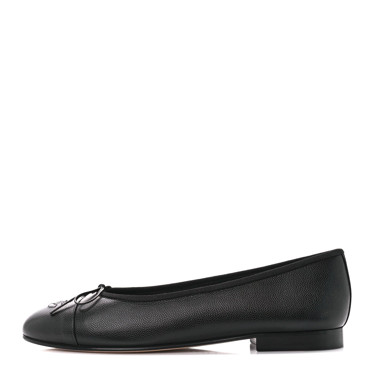 Chanel Caviar CC Cap Toe Ballerina Flats 39 Black 1 of 9