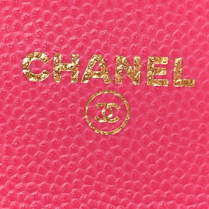 Chanel Caviar Quilted Flap Card Holder Wallet Fuchsia 6 of 9