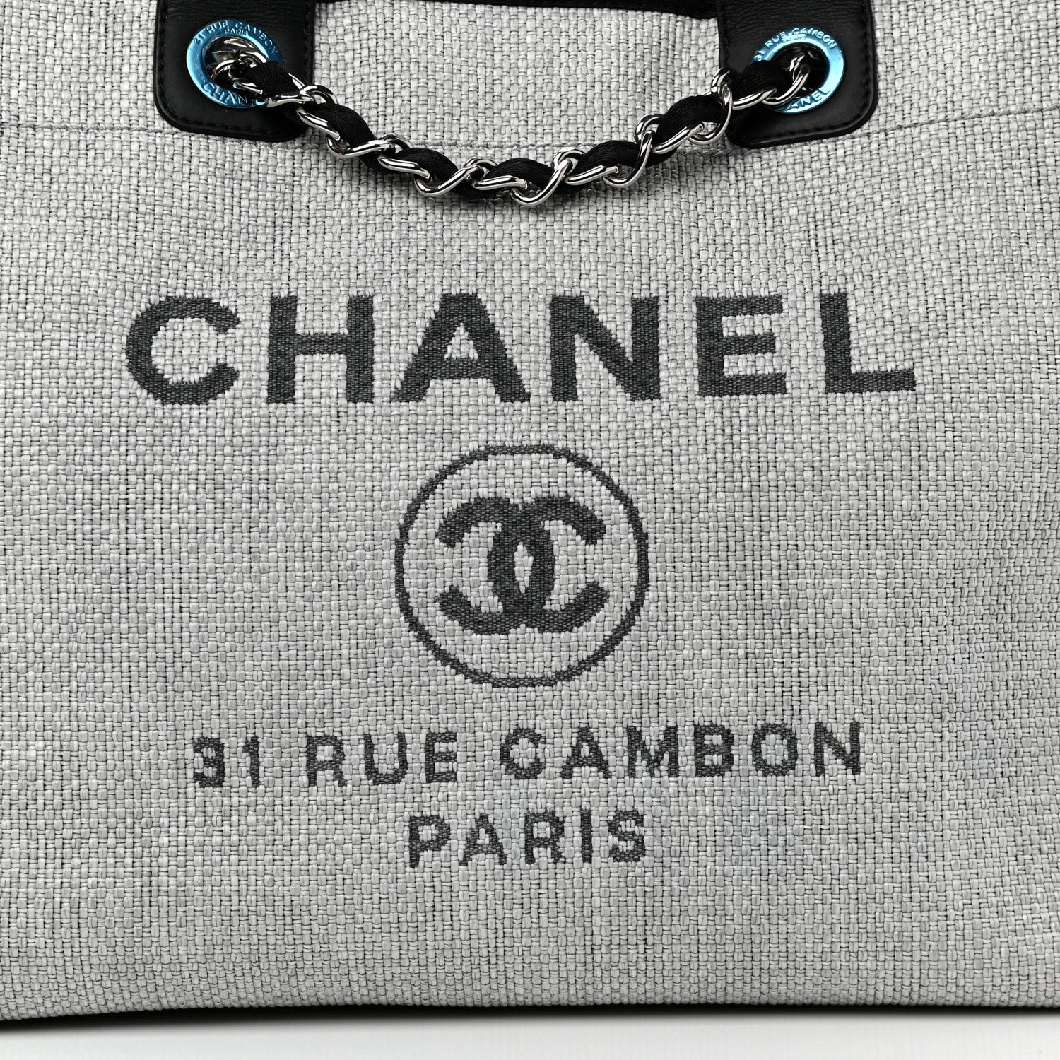 Chanel Woven Straw Raffia Large Deauville Tote Grey 8 of 12