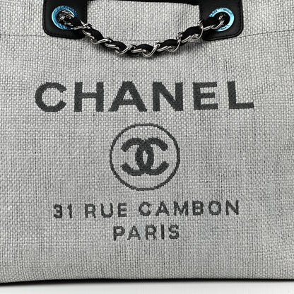 Chanel Woven Straw Raffia Large Deauville Tote Grey 8 of 12