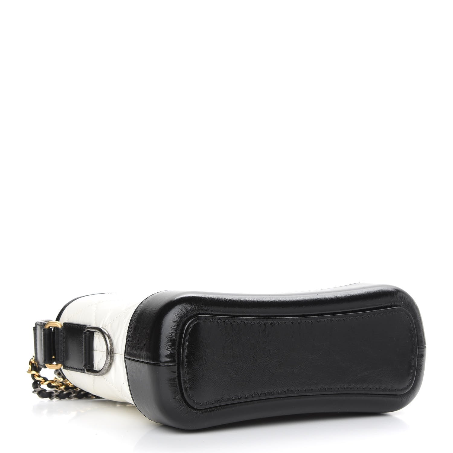 Chanel Aged Calfskin Quilted Small Gabrielle Hobo Black White 4 of 9