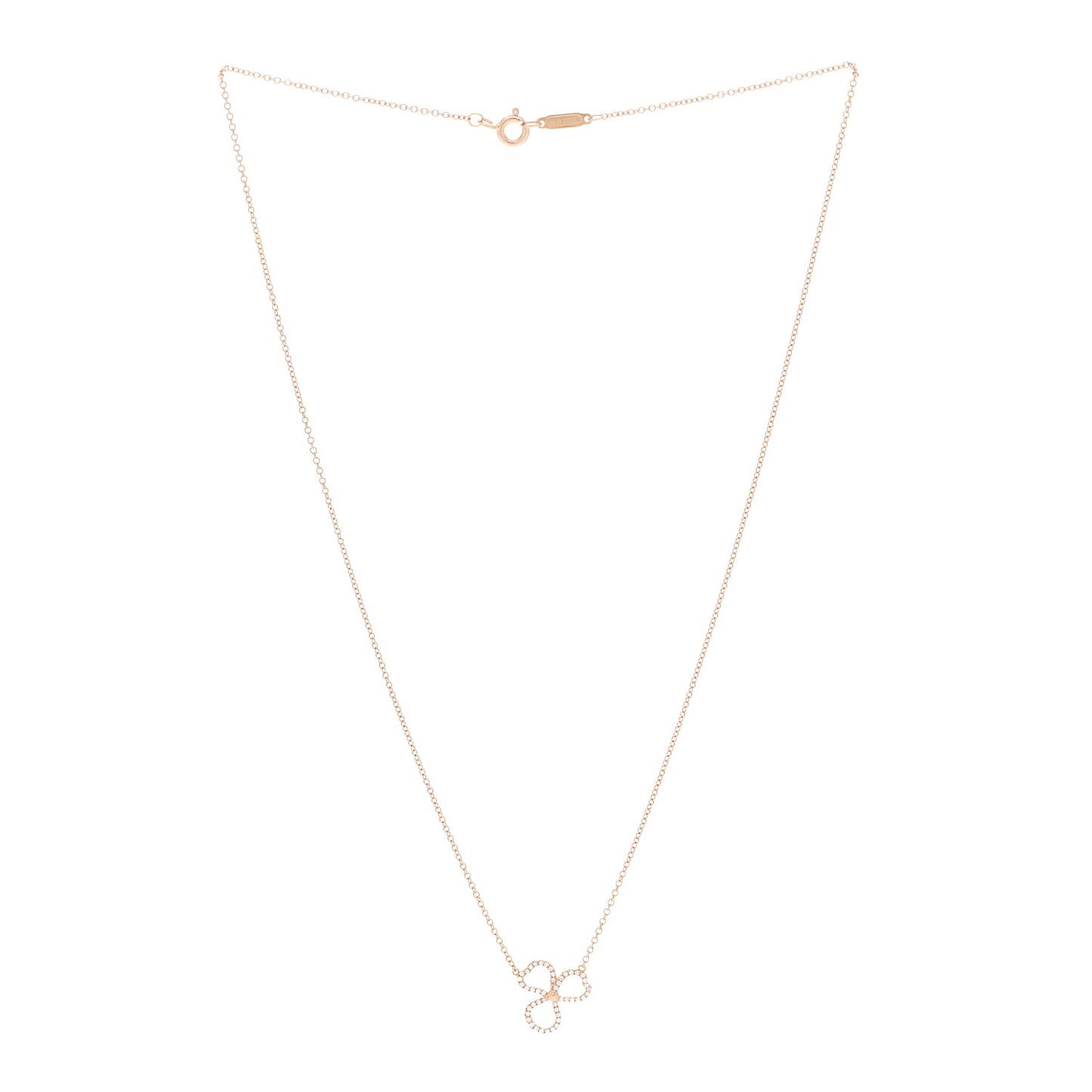 18K Rose Gold Diamond Small Paper Flowers Pendant Necklace