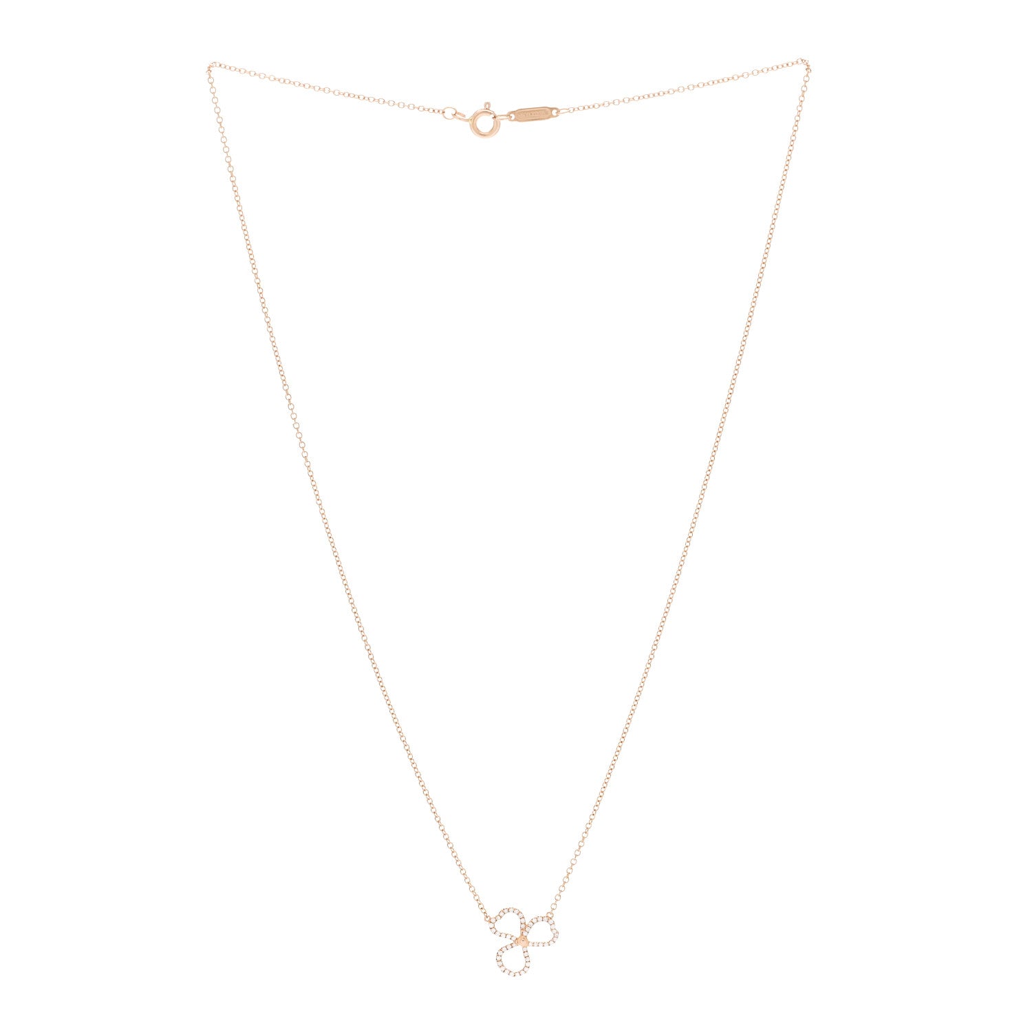 Tiffany 18K Rose Gold Diamond Small Paper Flowers Pendant Necklace 3 of 6