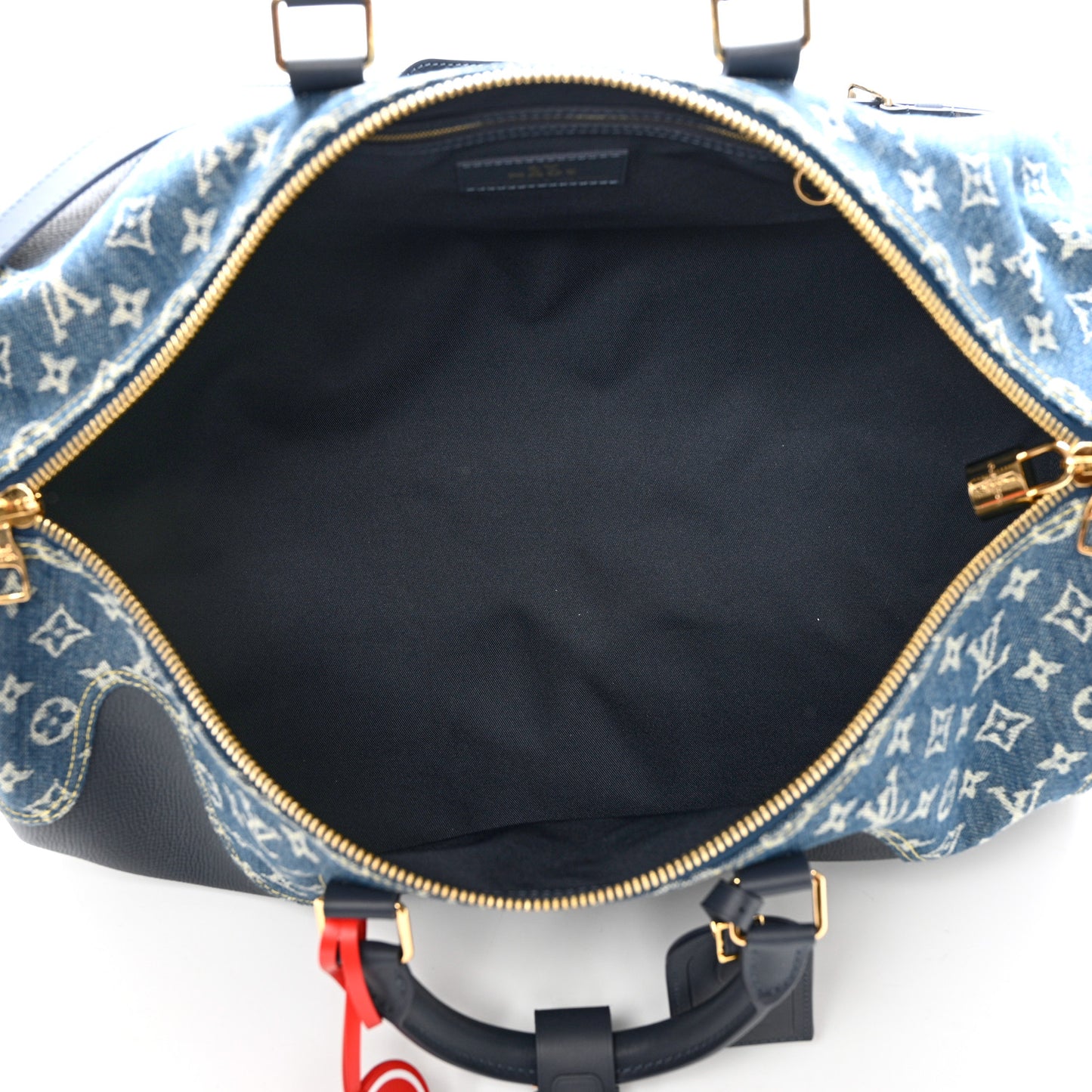 X NIGO Taurillon Monogram Denim Drip Keepall Bandouliere 50 Blue
