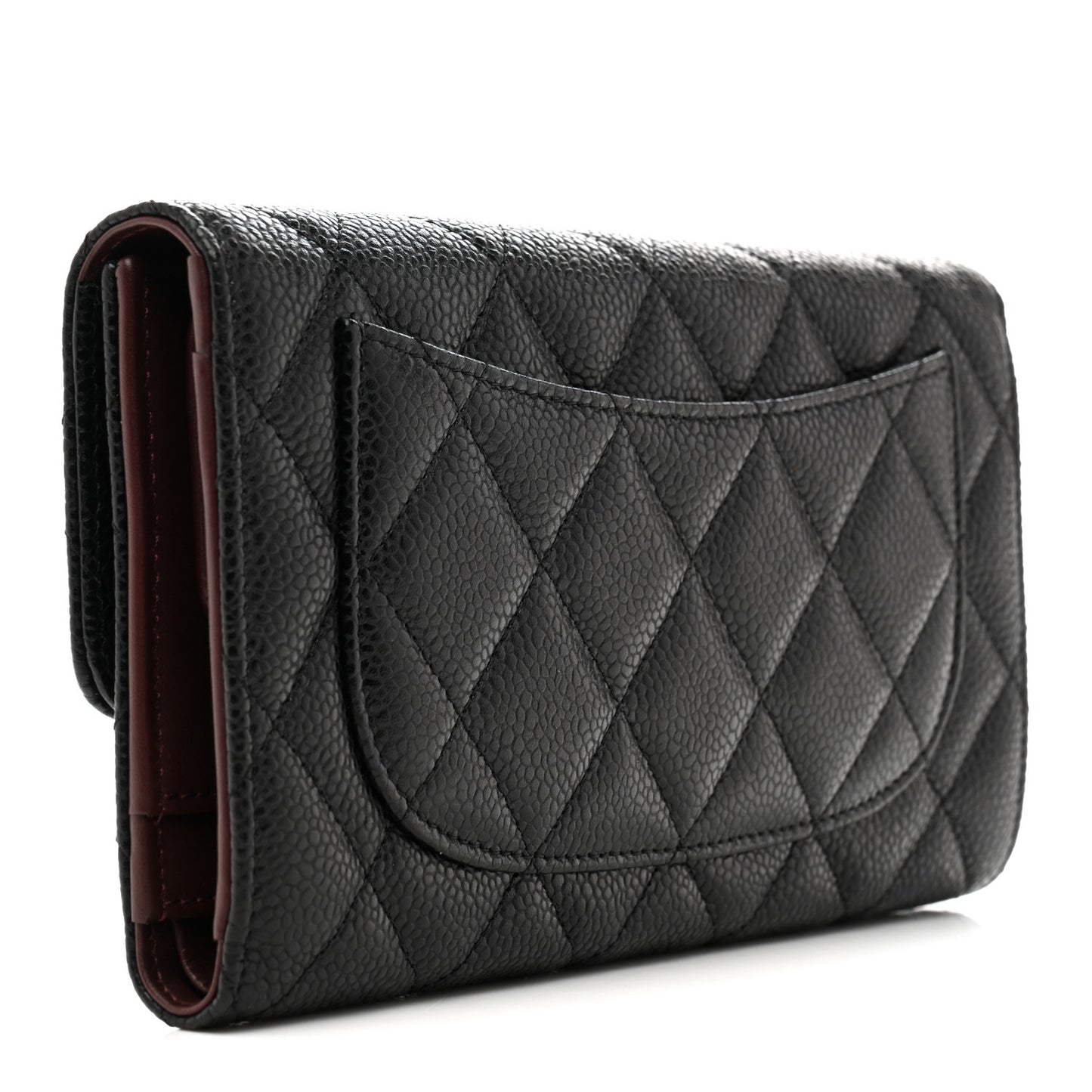 Caviar Quilted Large Flap Wallet Black