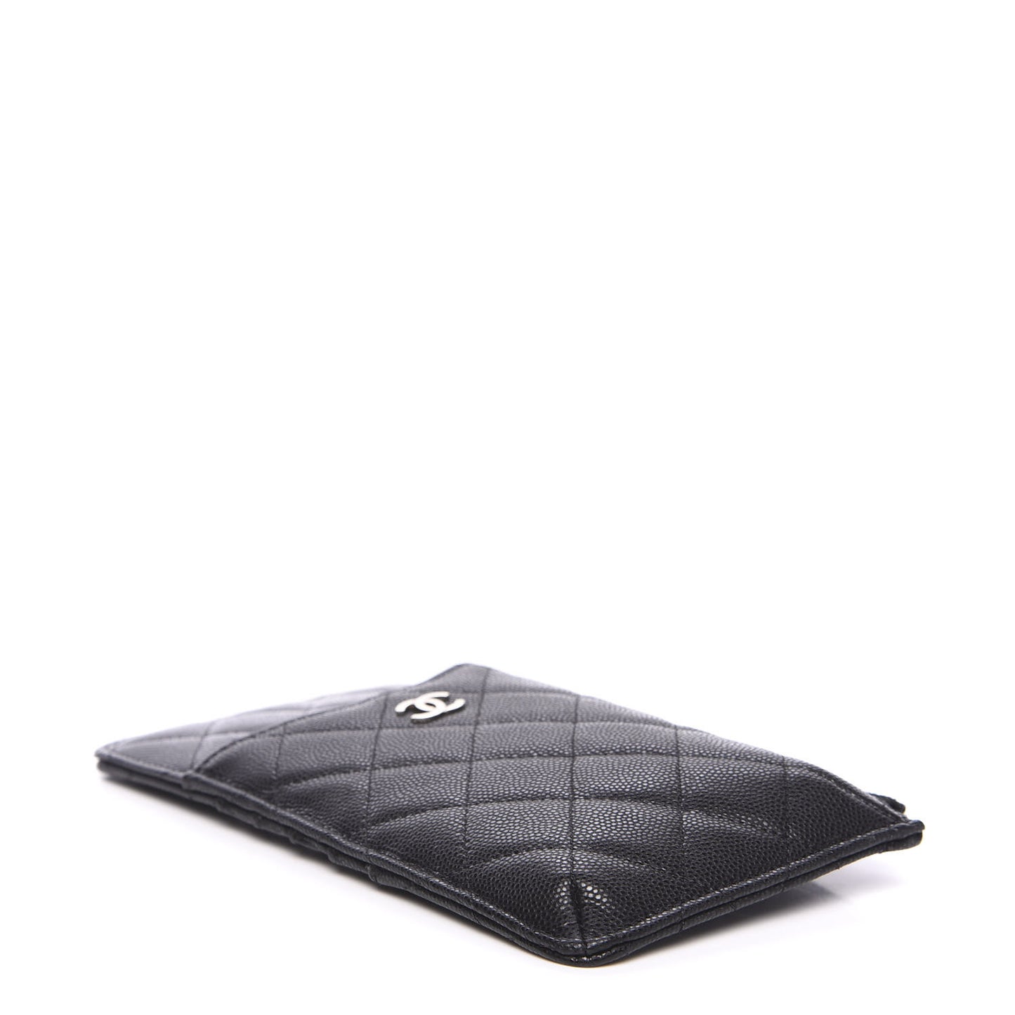Caviar Quilted Classic Flat Wallet Pouch Black