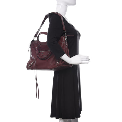 Balenciaga Calfskin Topstitch Classic Silver Hardware City Rouge Lie De Vin 2 of 10