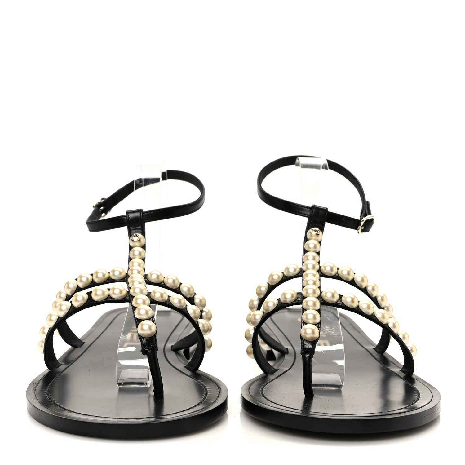 Chanel Silk Satin Quilted Chain Sandals 35 Black 42 Black 3 of 10