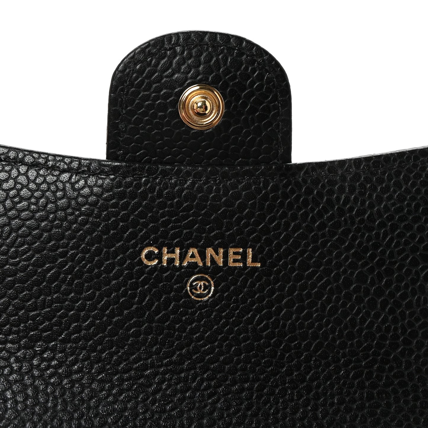 Caviar Quilted Flap Card Holder Wallet Black