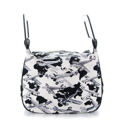 Chanel Canvas Airplane Printed Satchel White Black 1 of 8