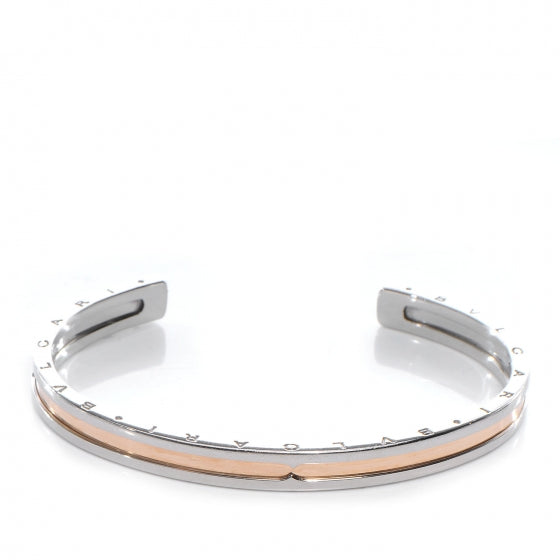 BVLGARI 18k Yellow Gold and Steel B.Zero1 Cuff Medium