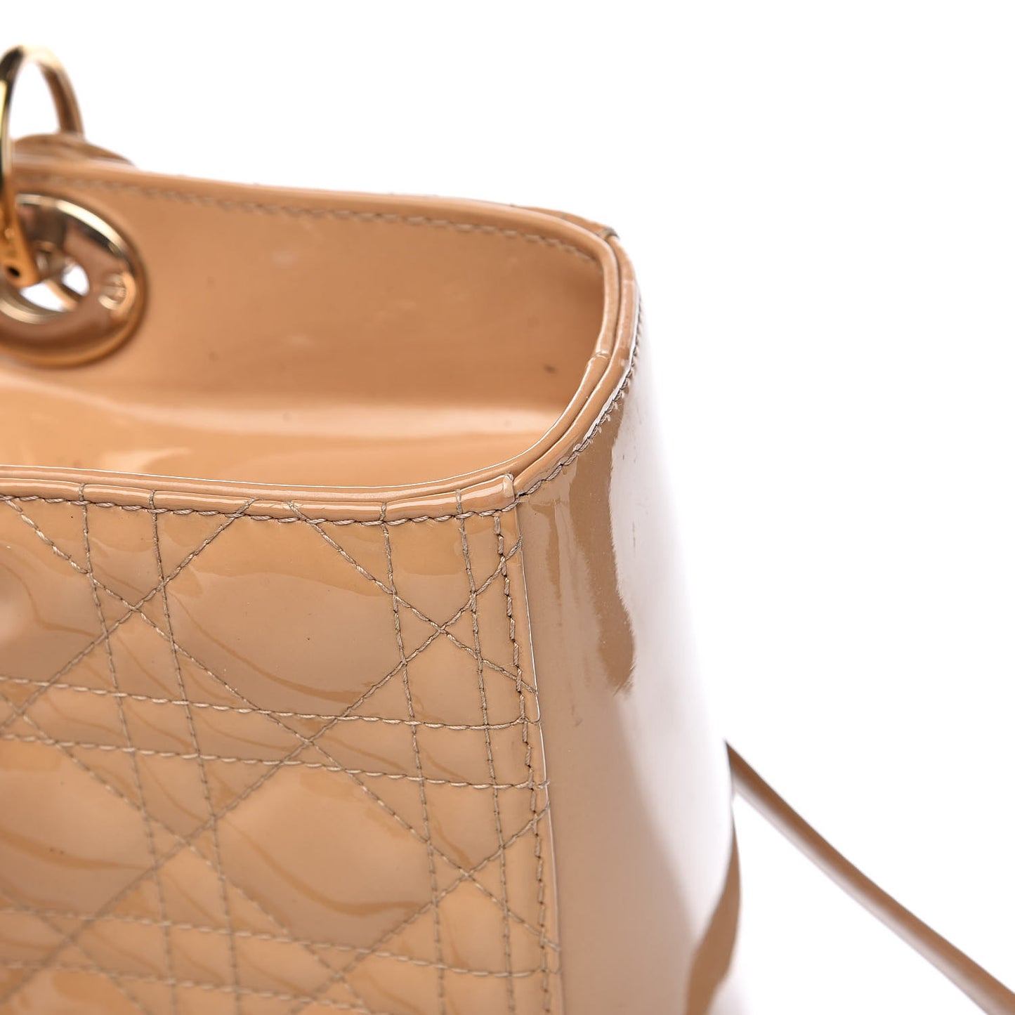 Patent Cannage Large Lady Dior Beige