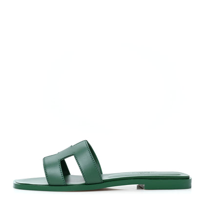 Hermes Calfskin Oran Sandals 36 Vert Electrique 1 of 8