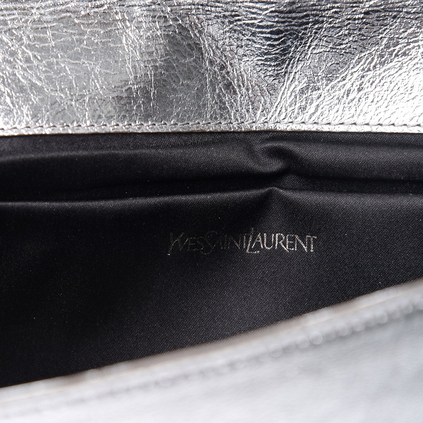 Metallic Calfskin Monogram Large Belle De Jour Clutch Silver