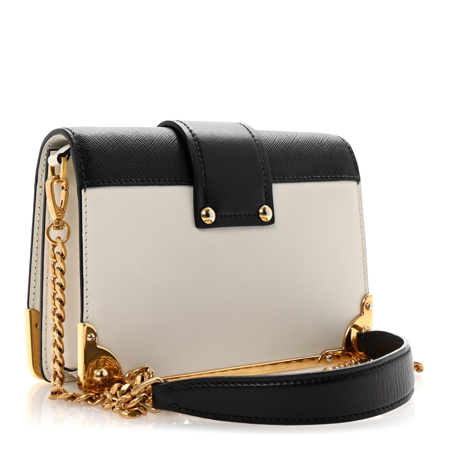 Prada City Calf Saffiano Cahier Bag Talco Black 3 of 9