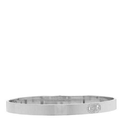 Hermes 18K White Gold Diamond PM H D'Ancre Bracelet SH 1 of 4
