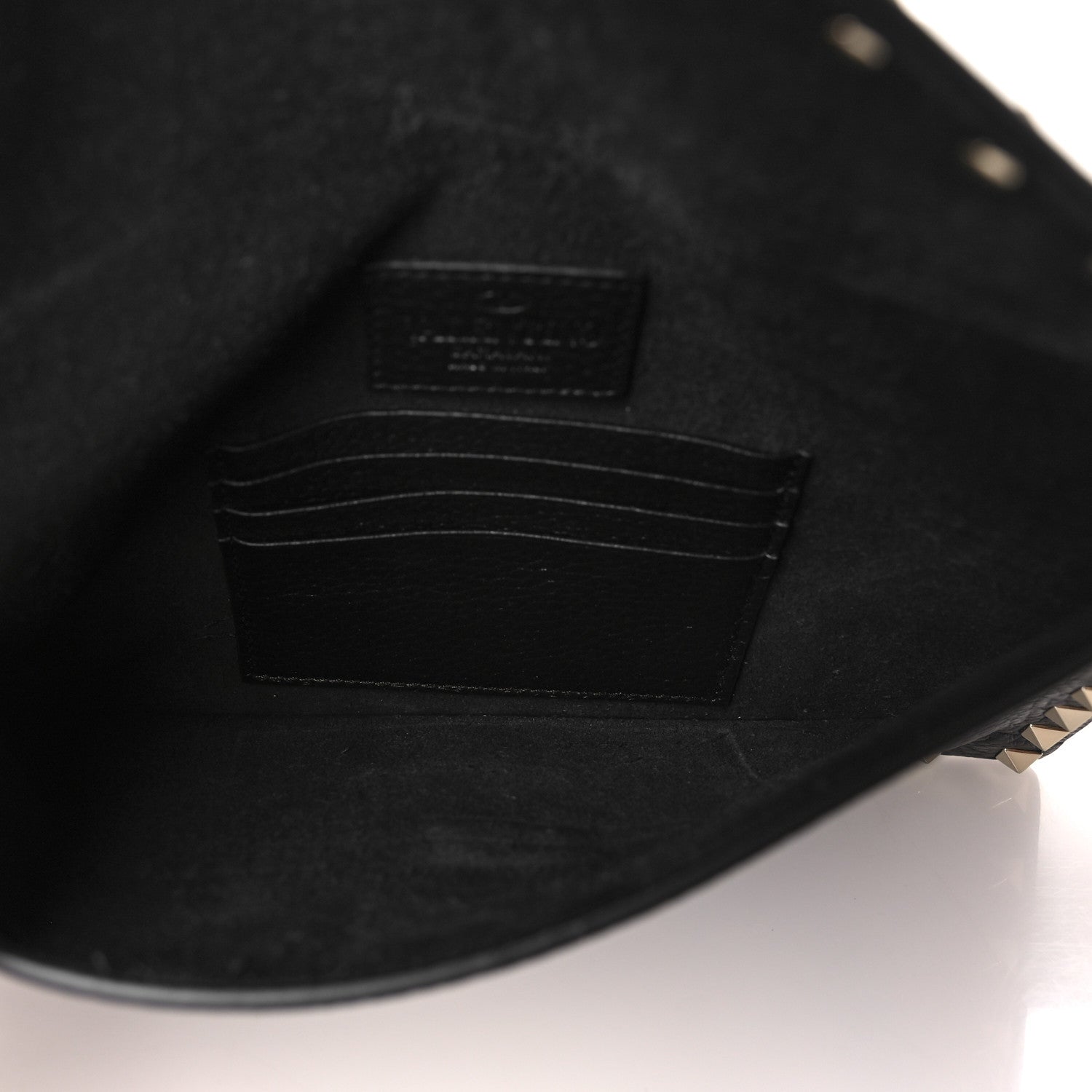 Valentino Garavani Pebbled Calfskin Rockstud Envelope Flat Wristlet Pouch Black 5 of 7