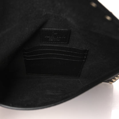 Valentino Garavani Pebbled Calfskin Rockstud Envelope Flat Wristlet Pouch Black 5 of 7