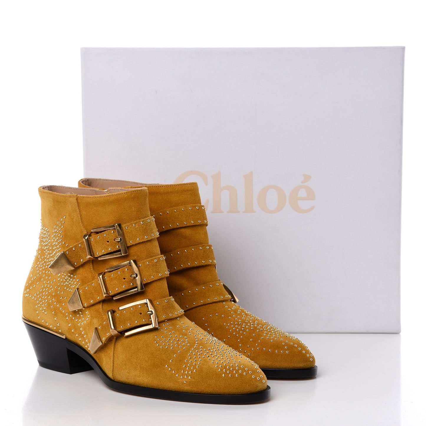 Suede Sheepskin Studded Susanna Ankle Boots 37 Luminous Ochre