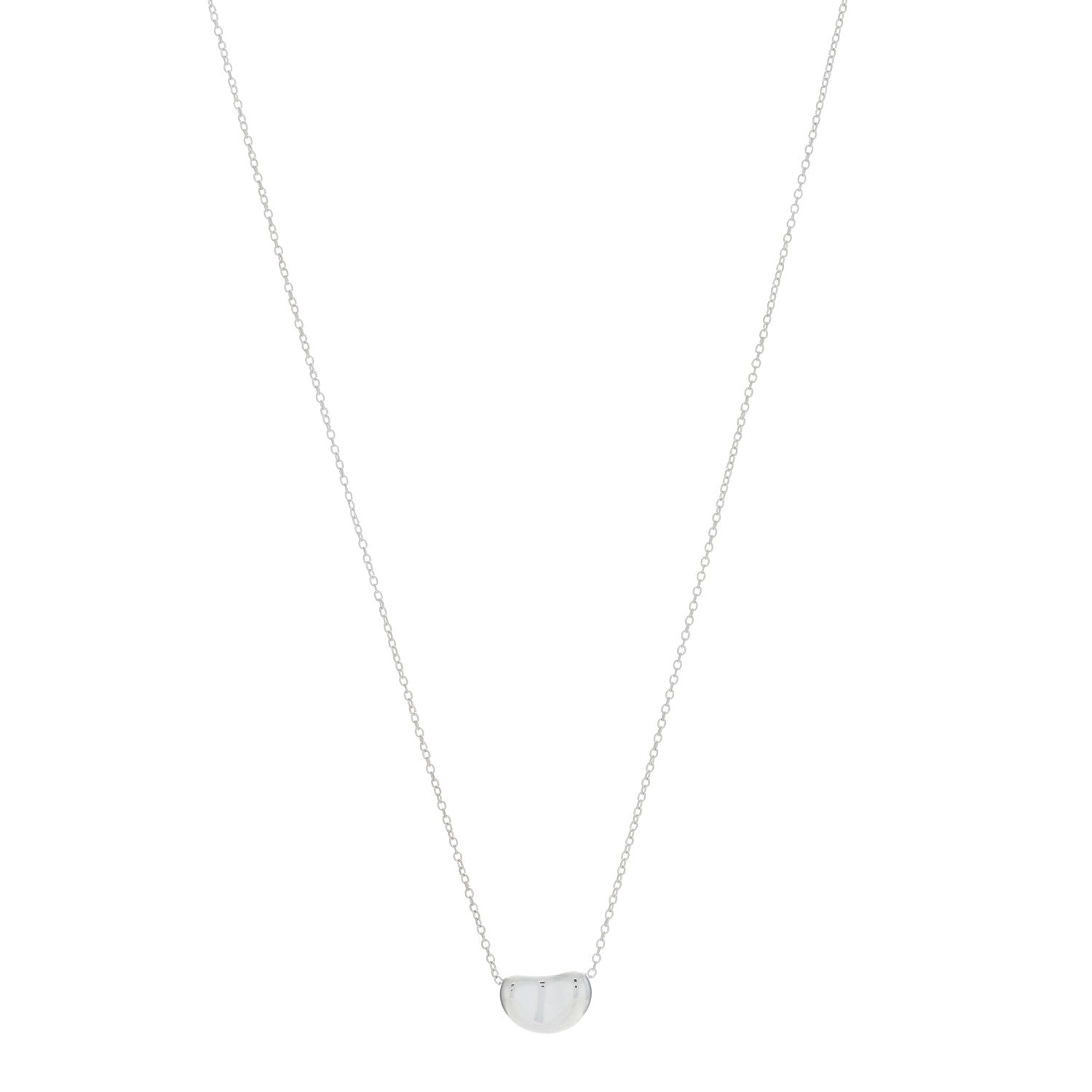 Tiffany Sterling Silver 11mm Elsa Peretti Bean Pendant Necklace 1 of 5