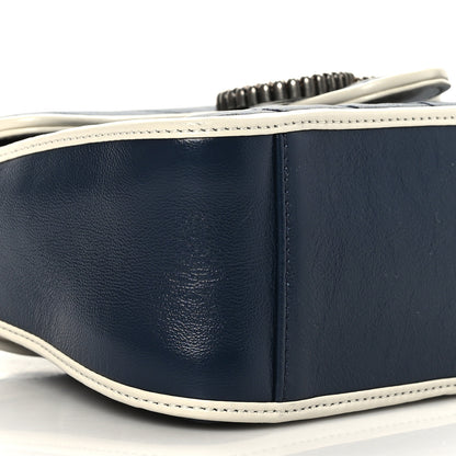 Gucci Vintage Effect Calfskin Matelasse Diagonal Mini Torchon GG Marmont Top Handle Shoulder Bag Blue Agata Mystic White 6 of 9