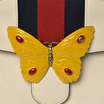 Gucci Grained Calfskin Web Stripe Butterfly Medium Totem Top Handle Bag White 16 of 18