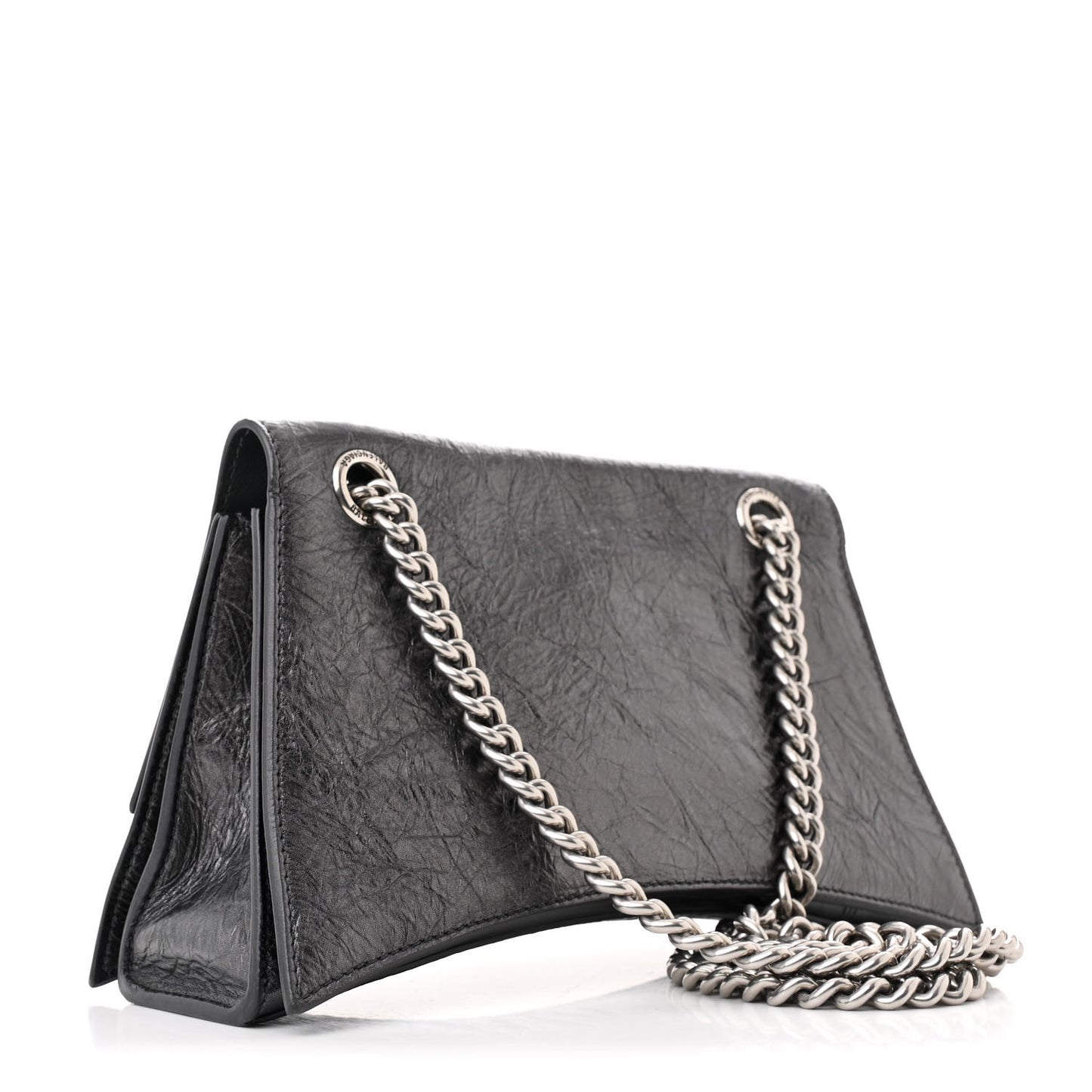 Metallic Crushed Calfskin Quilted Small Crush Chain Bag Steel Grey