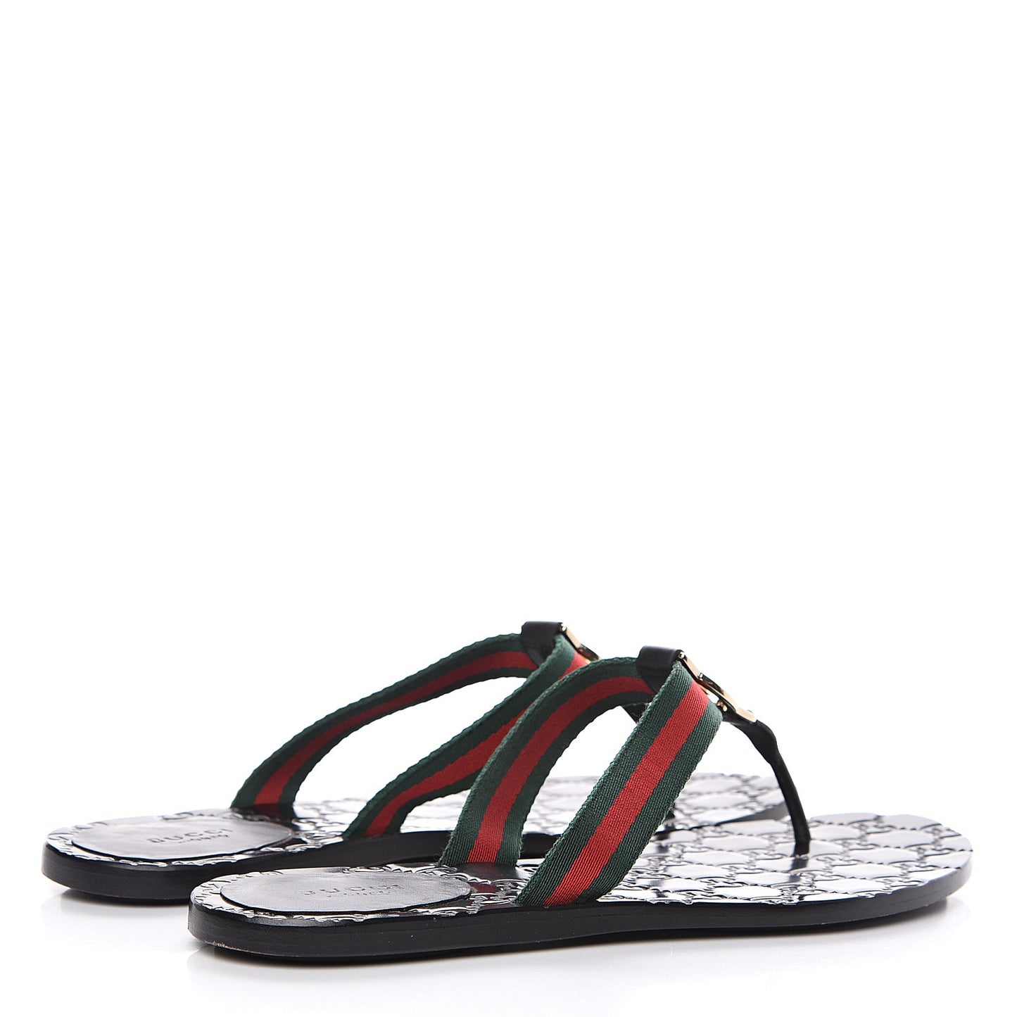 Nylon Guccissima Web Womens Thong Sandals 39 Green Red Black