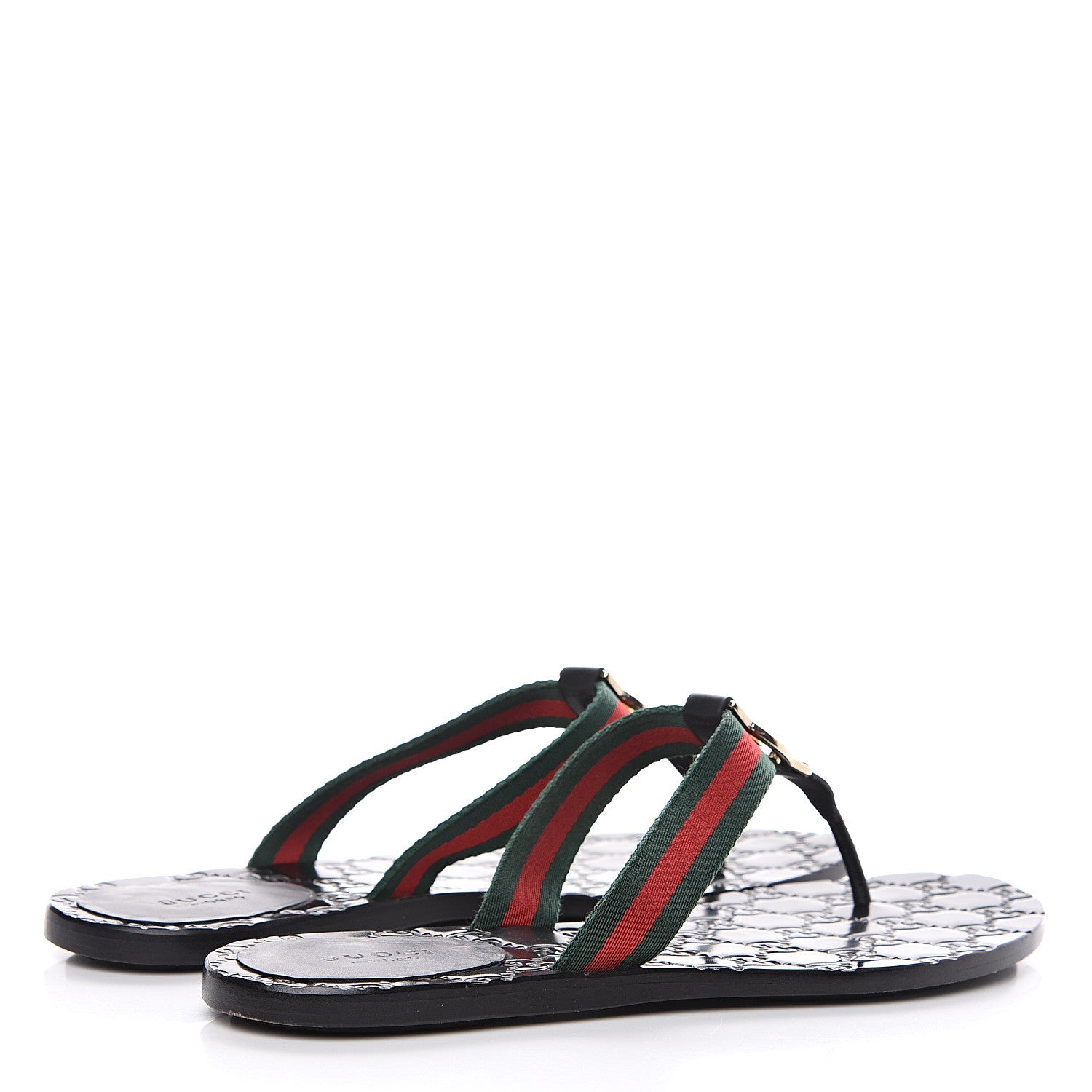 Gucci Nylon Guccissima Web Womens Thong Sandals 39 Green Red Black 4 of 10