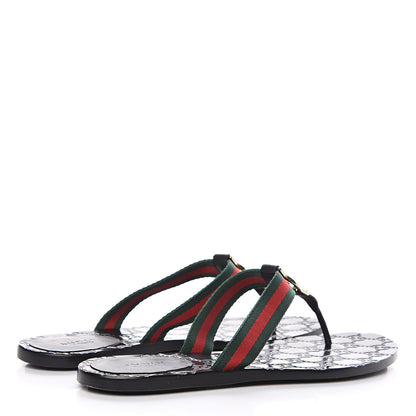 Gucci Nylon Guccissima Web Womens Thong Sandals 39 Green Red Black 4 of 10