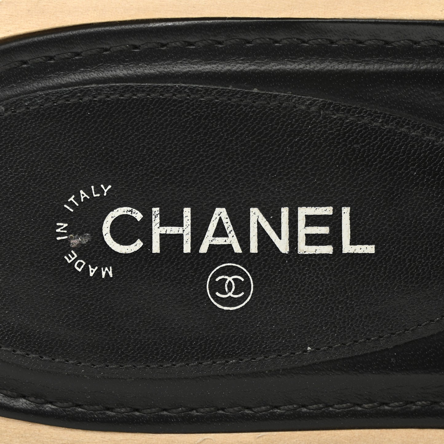 Lambskin CC Flat Slide Sandals 40 Black