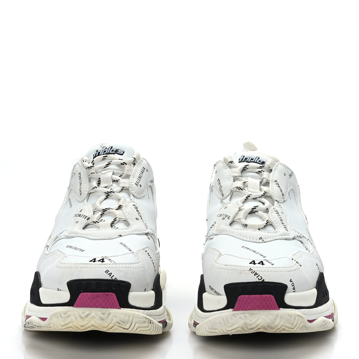 Technical Fabric Allover Logo Mens Triple S Sneakers 44 White Black Pink