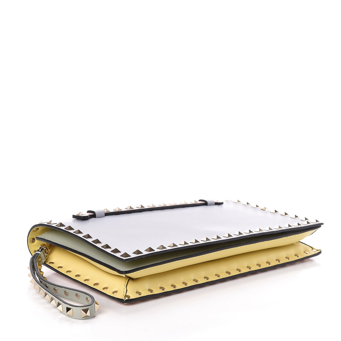 Nappa Watercolor Rockstud Wristlet Clutch Rose Green Yellow Sky