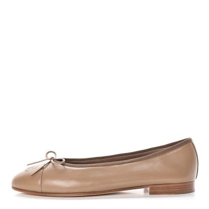 Chanel Lambskin Cap Toe Ballerina Flats 39.5 Light Brown 1 of 9