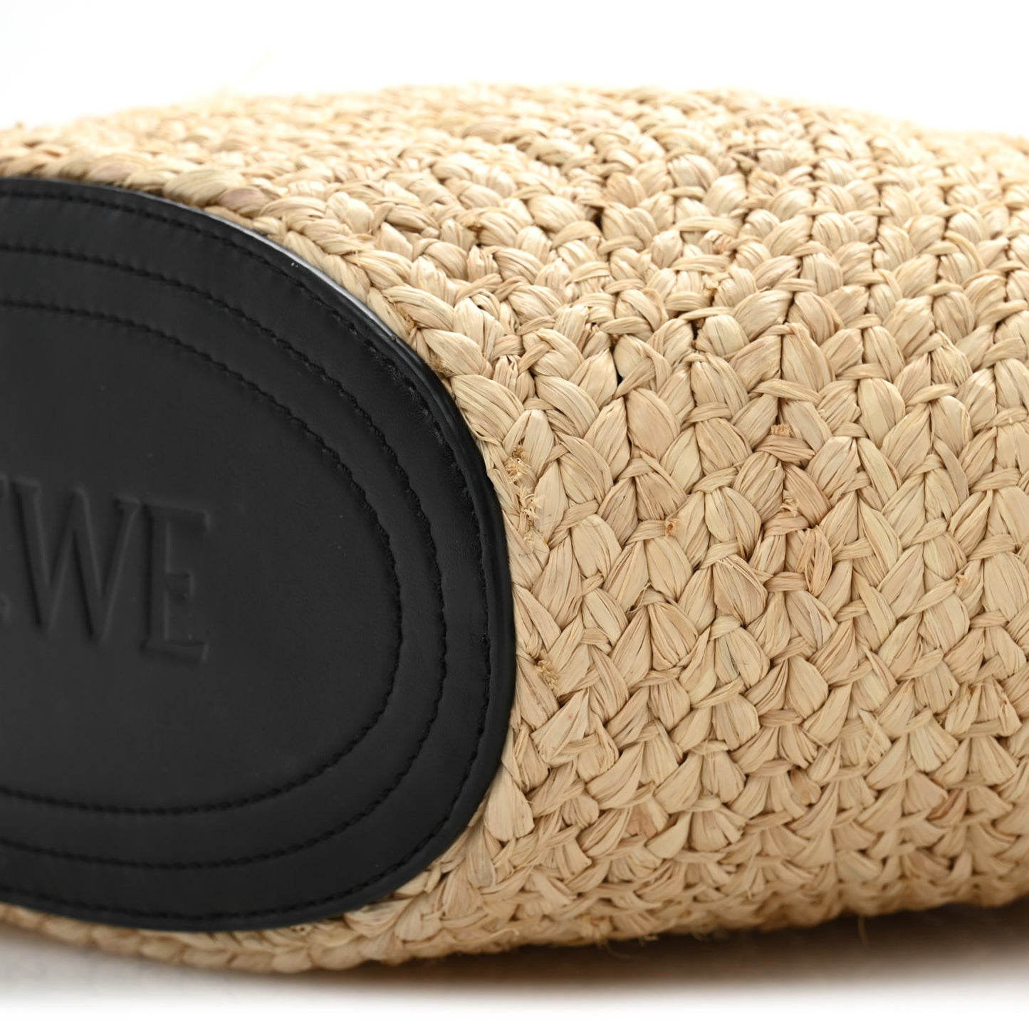Raffia Nappa Calfskin Small Paseo Basket Bag Natural Black