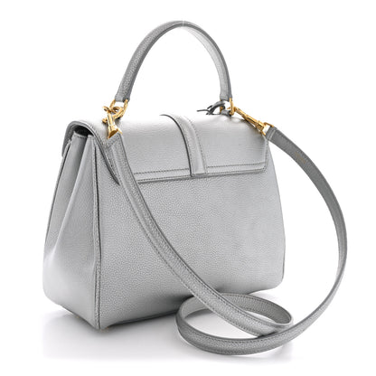 Celine Laminated Grained Calfskin 16 Top Handle Bag Silver 3 of 12