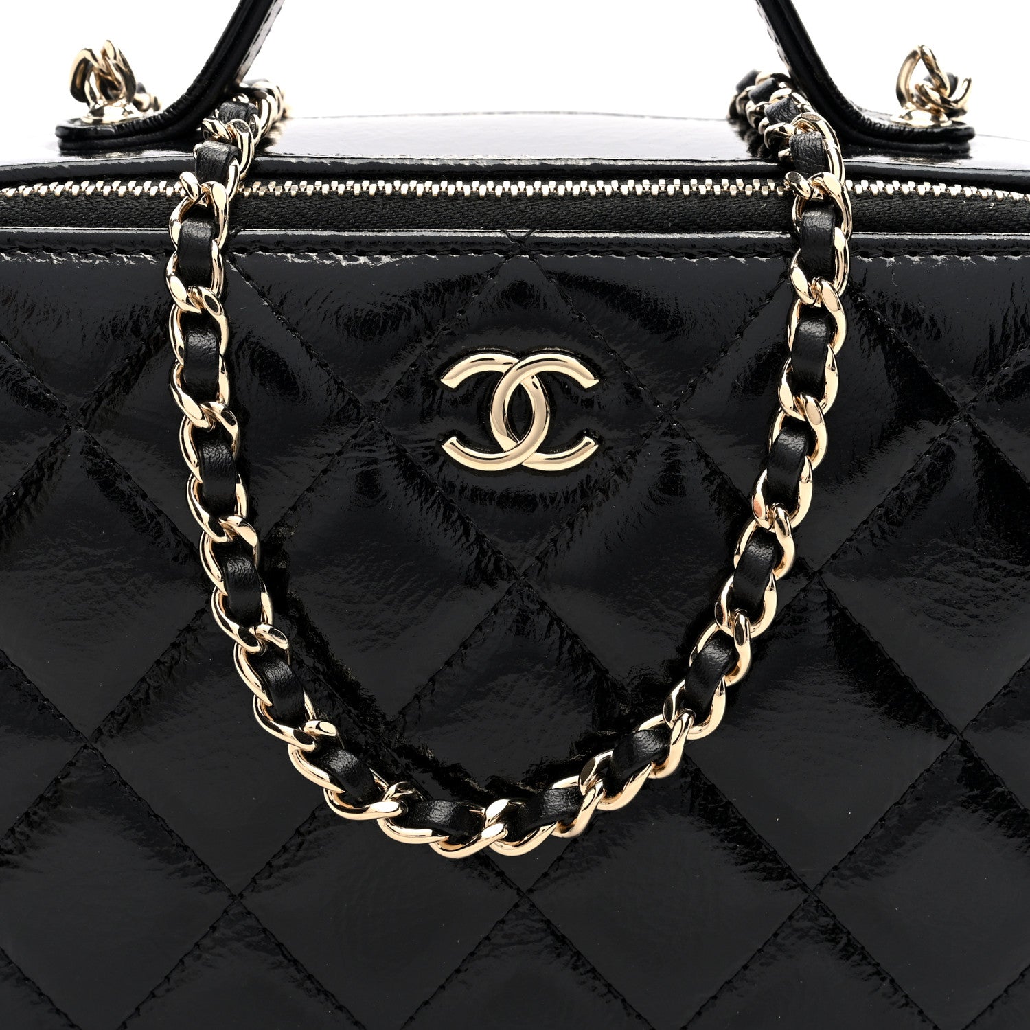 Chanel Shiny Lambskin Quilted CC Vanity Case Black 8 of 10