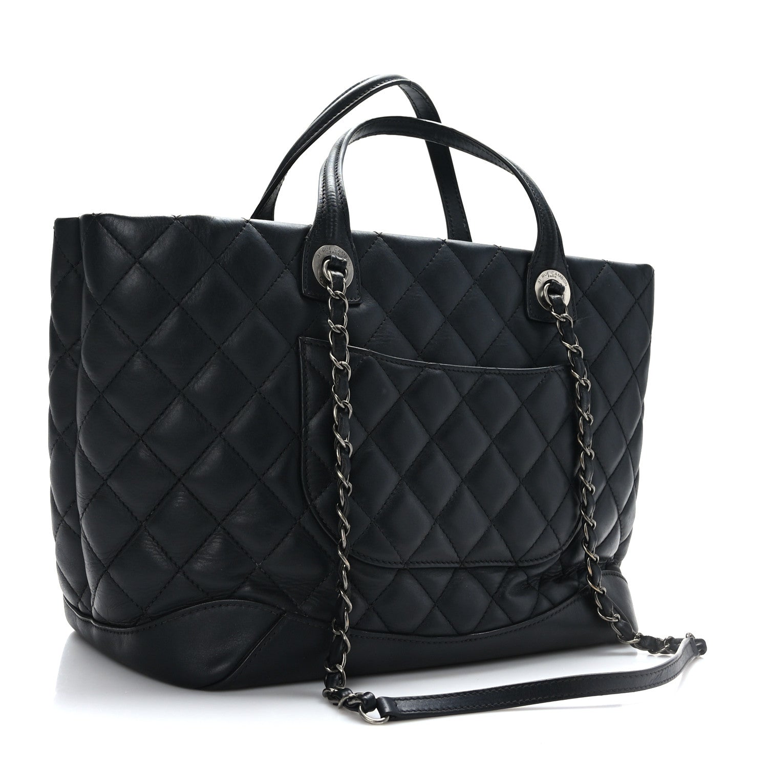 Chanel Calfskin Quilted Small Easy Shopping Tote Black 3 of 11