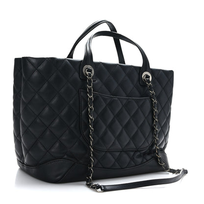 Chanel Calfskin Quilted Small Easy Shopping Tote Black 3 of 11