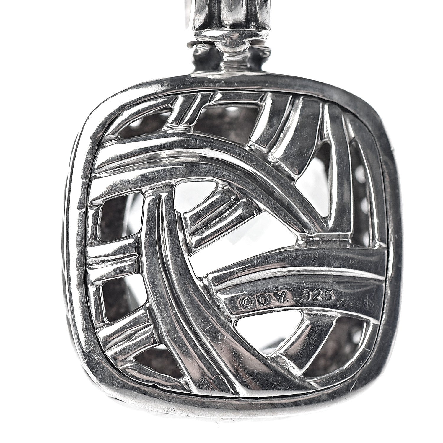 David Yurman Sterling Silver Diamond Prasiolite 14mm Moonlight Ice Albion Wheat Chain Pendant Necklace 4 of 5