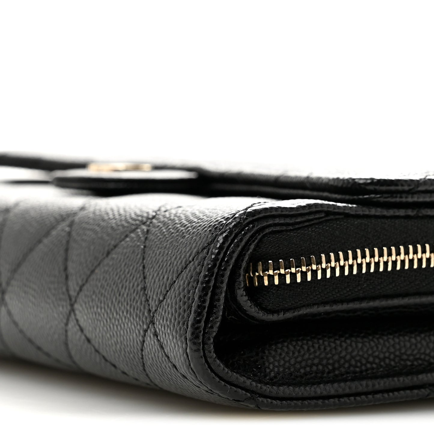 Caviar Quilted Phone Holder Wallet on Removable Chain Black