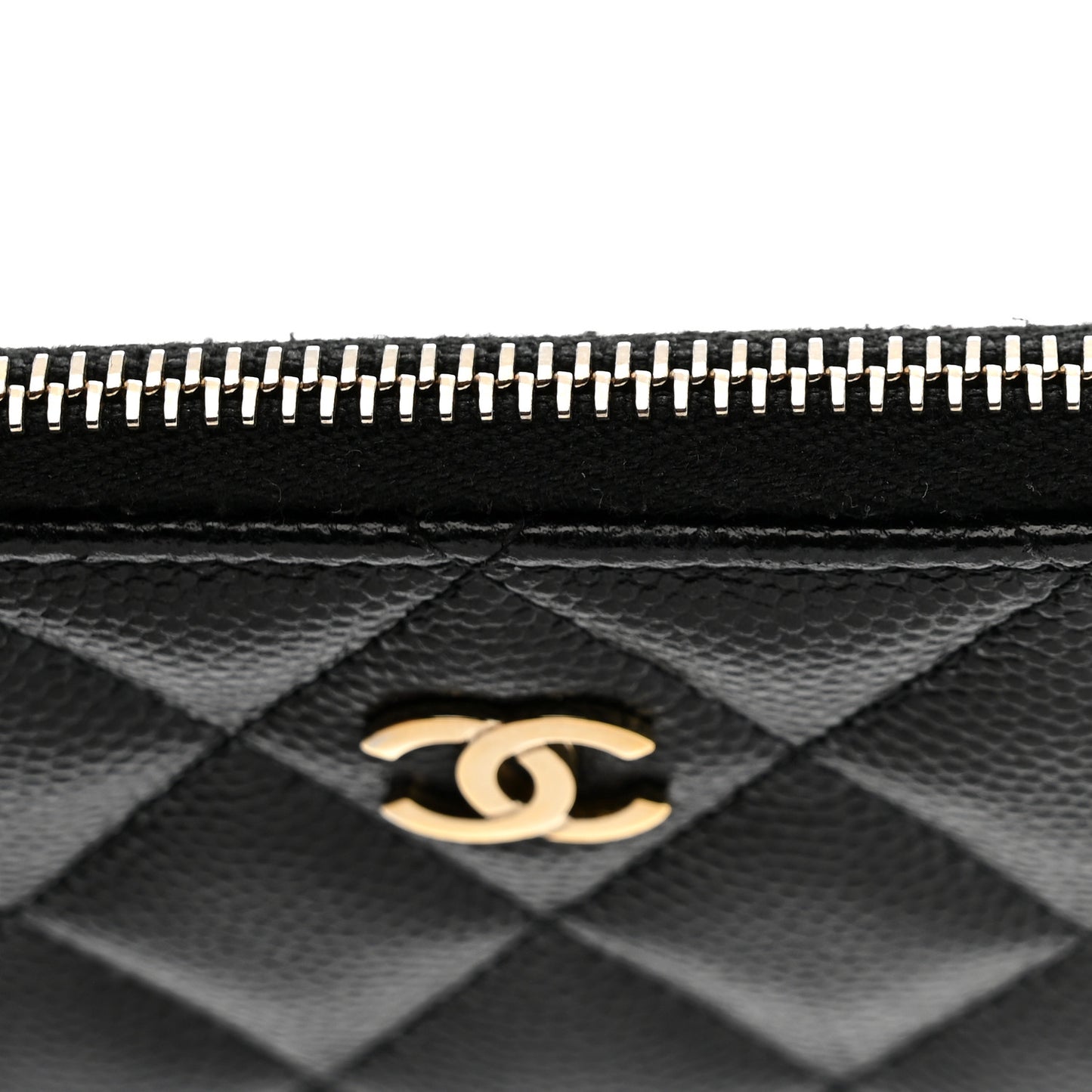 Caviar Quilted Zipped Key Holder Case Black