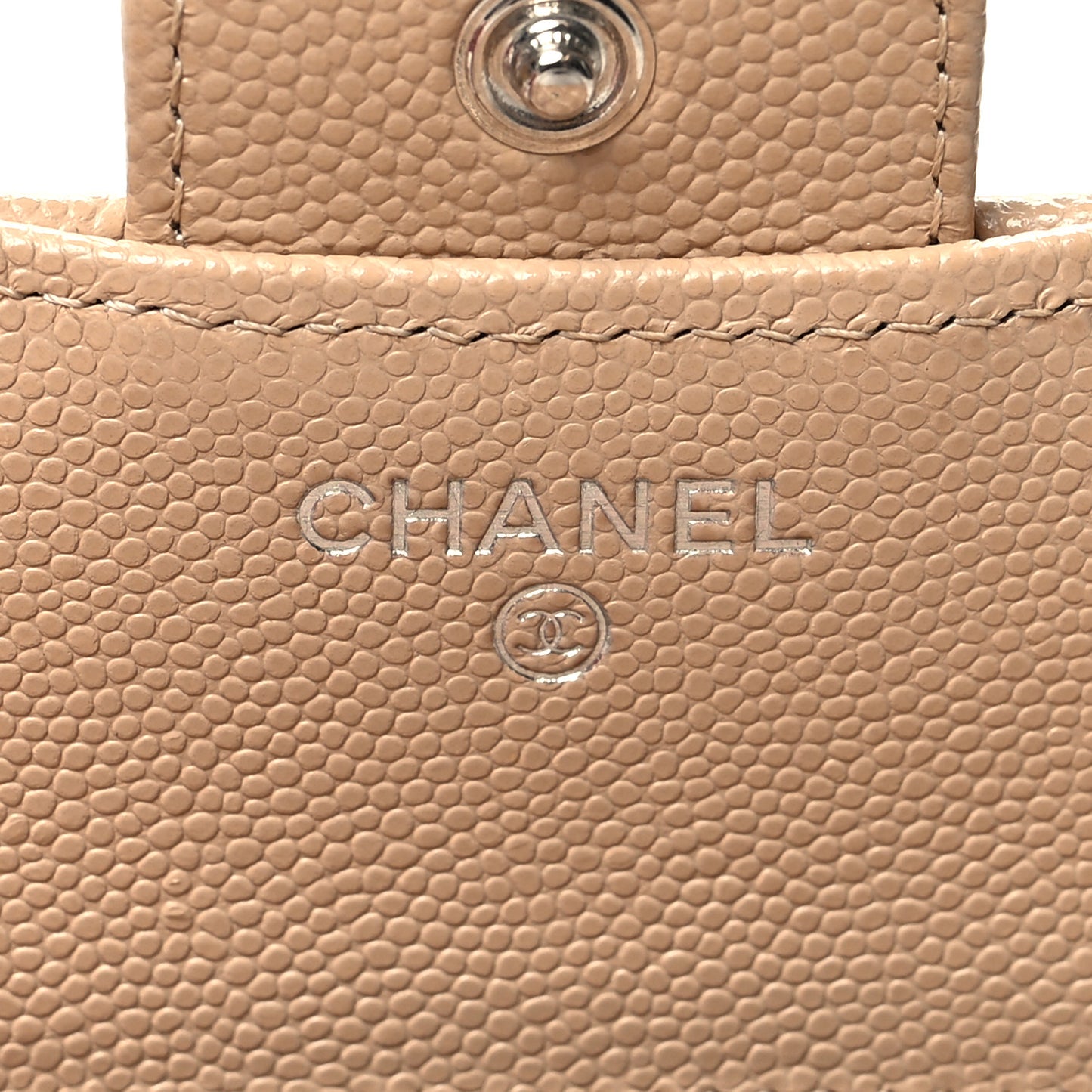 Caviar Quilted Compact Flap Wallet Beige