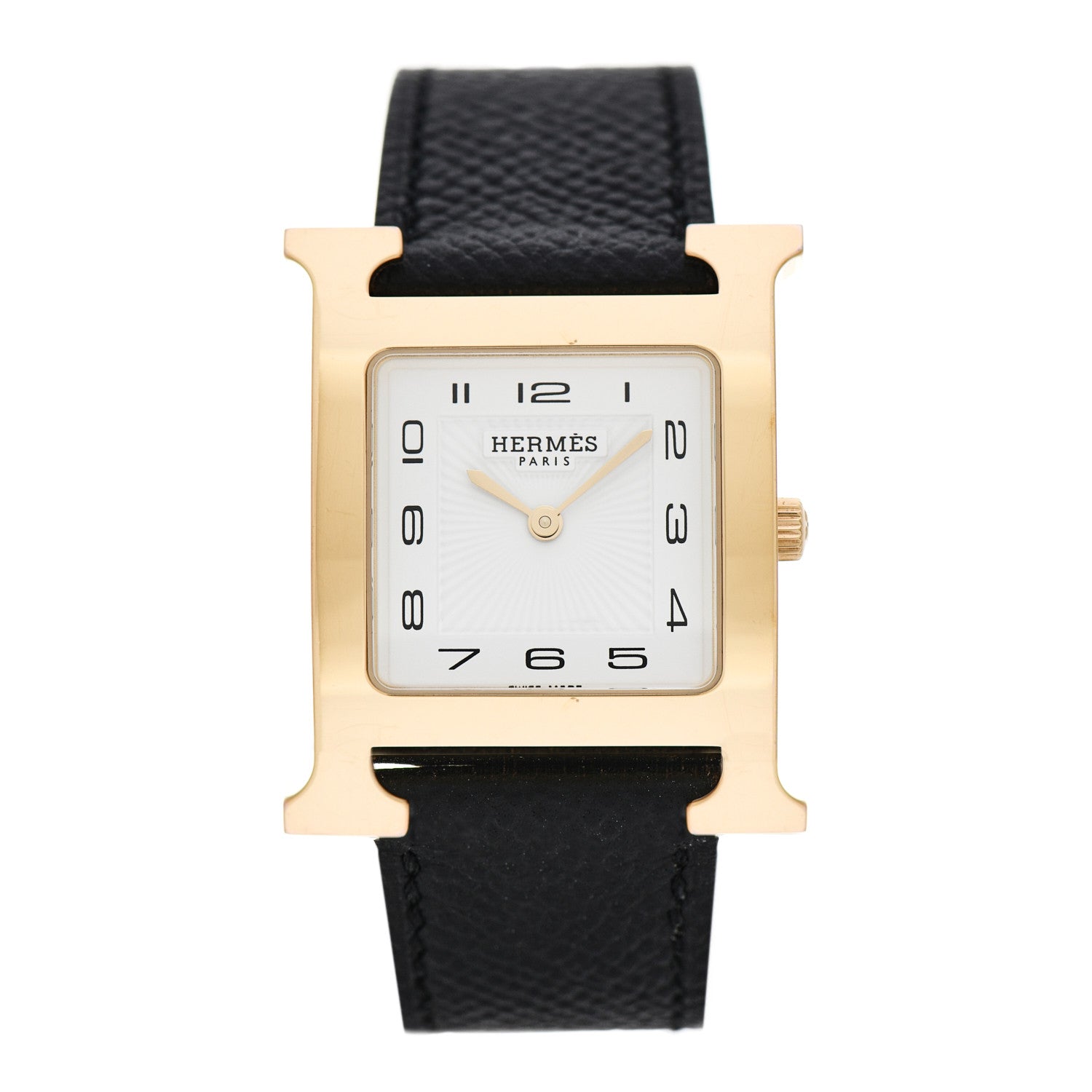 Hermes Stainless Steel Epsom 26mm Heure H Hour Quartz Watch Noir 1 of 6