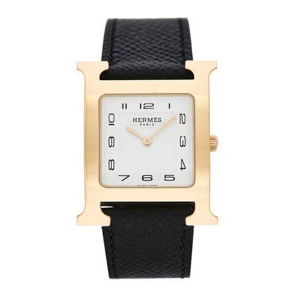 Hermes Stainless Steel Epsom 26mm Heure H Hour Quartz Watch Noir 1 of 6