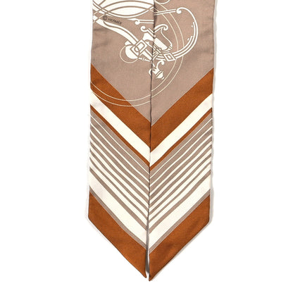 Hermes Silk Ex-Libris Twilly Beige White Caramel 2 of 3