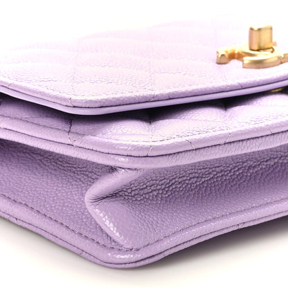 Chanel Caviar Quilted Sweetheart Wallet On Chain WOC Light Purple 9 of 11