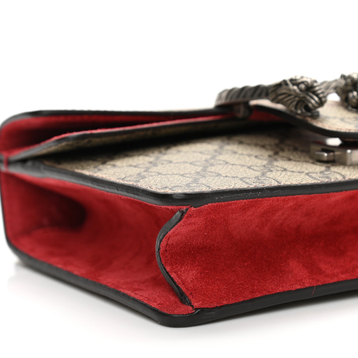 Gucci GG Supreme Monogram Suede Mini Dionysus Shoulder Bag Beige Ebony Vulcanic Red 9 of 11